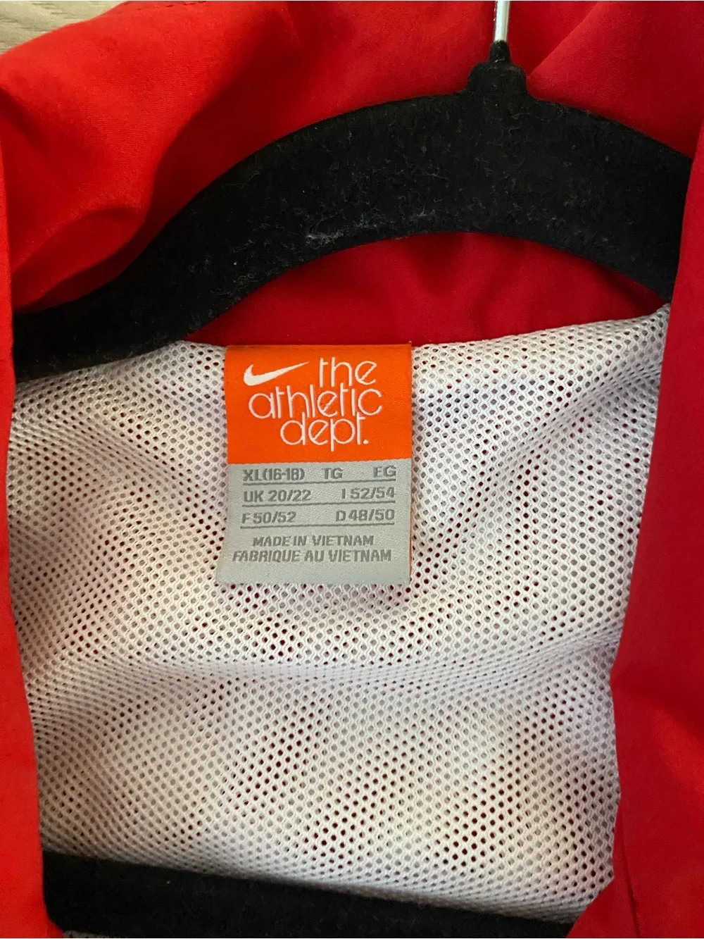 Nike Red Lightweight Track Jacket with White Piping